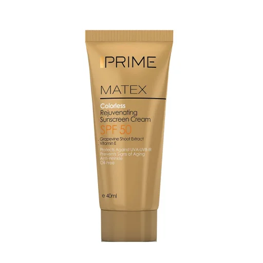 ضد آفتاب با SPF50 بی رنگ مدل Matex جوانساز حجم 40 میل پرایم